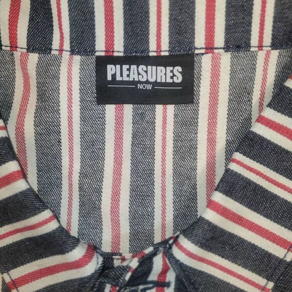Pleasures Striped Denim Utility Jacket Size L - Picture 4 of 12